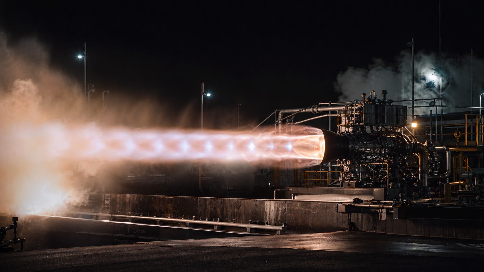 Rocket engine test firing